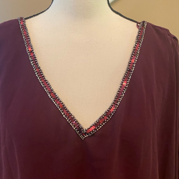 J Kara Dress women burgundy knee sequence NWT size#16 - Picture 4 of 13